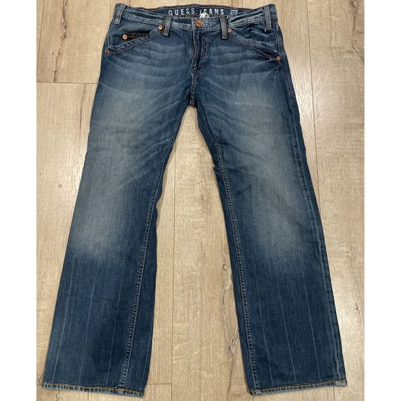 GUESS Jeans Men’s 38 Rebel Straight Leg 100% Cotton Low Rise Denim Size 36x31 - Picture 1 of 7